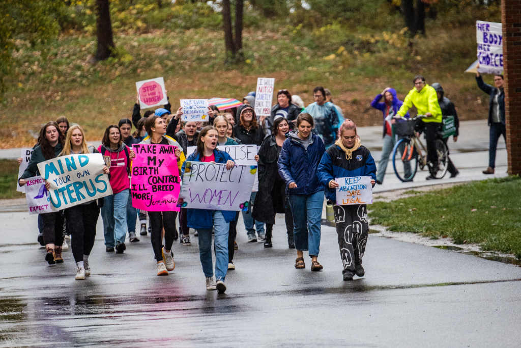 The group marches toward the Ripich Commons