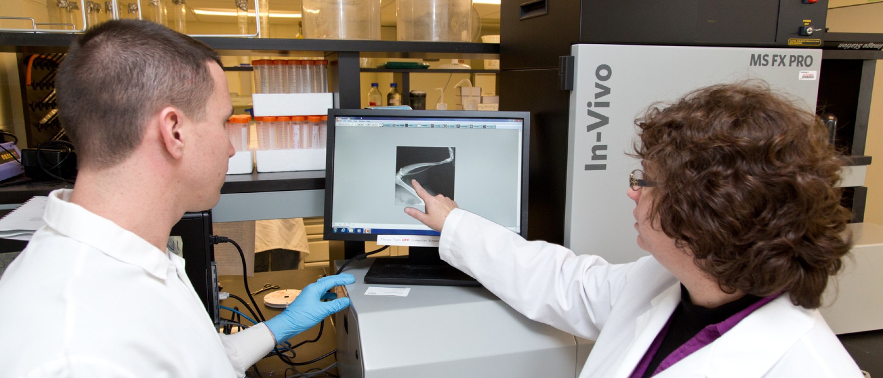 Professor King works with students in her lab