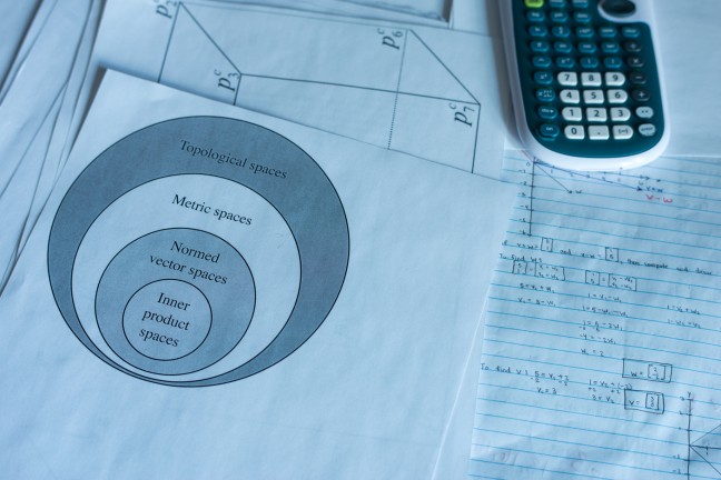 Still life of math worksheet and calculator